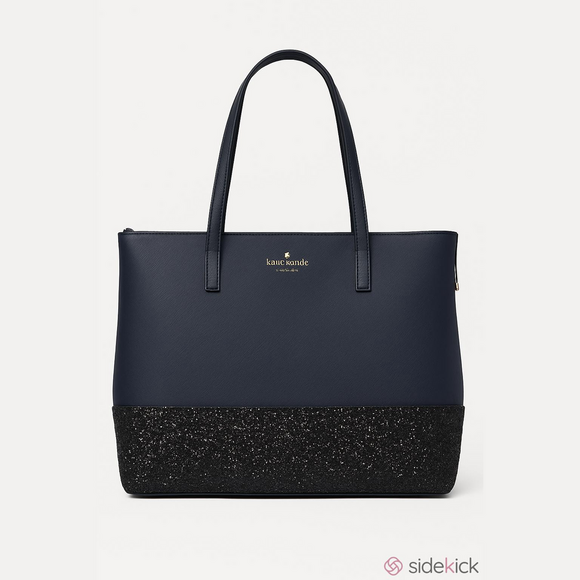 kate spade Handbags - Kate Spade Navy Glitter Leather Large Tote Bag